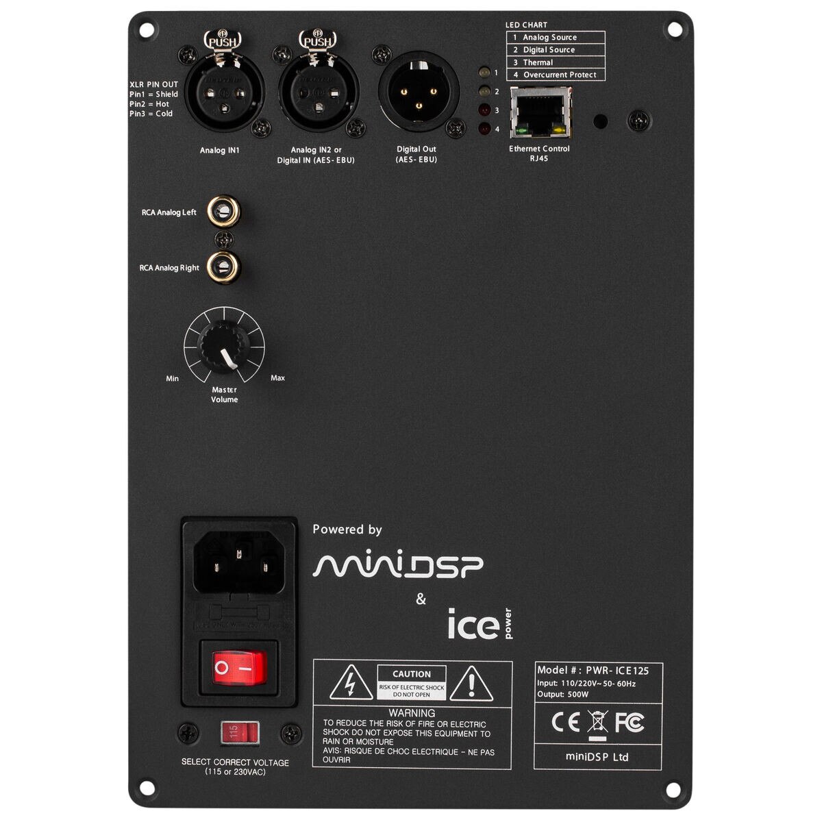 miniDSP PWRICE125 2 x 125 Watt DSP ICEpower Plate Amplifier